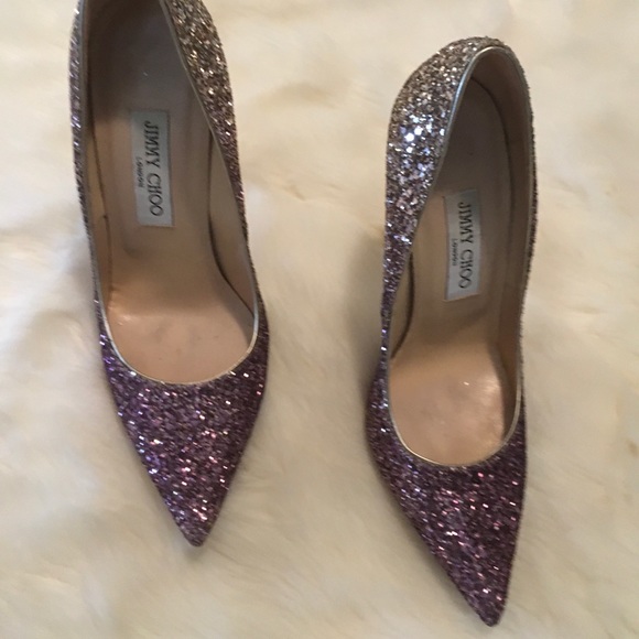 Beautiful Authentic JIMMY CHOO Rose Pink Champagne Glitter Ombré Pump SHOES 37.5 - Picture 2 of 9